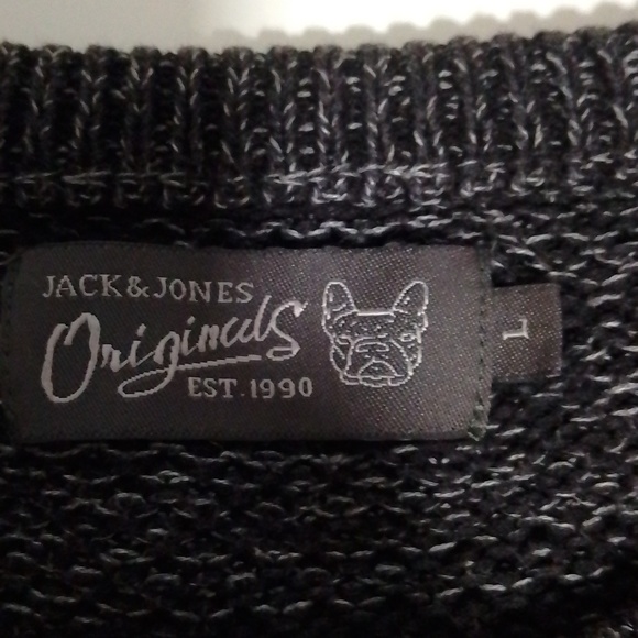 Jack  and Jones Originals mens large black and grey knit sweater - Picture 6 of 7